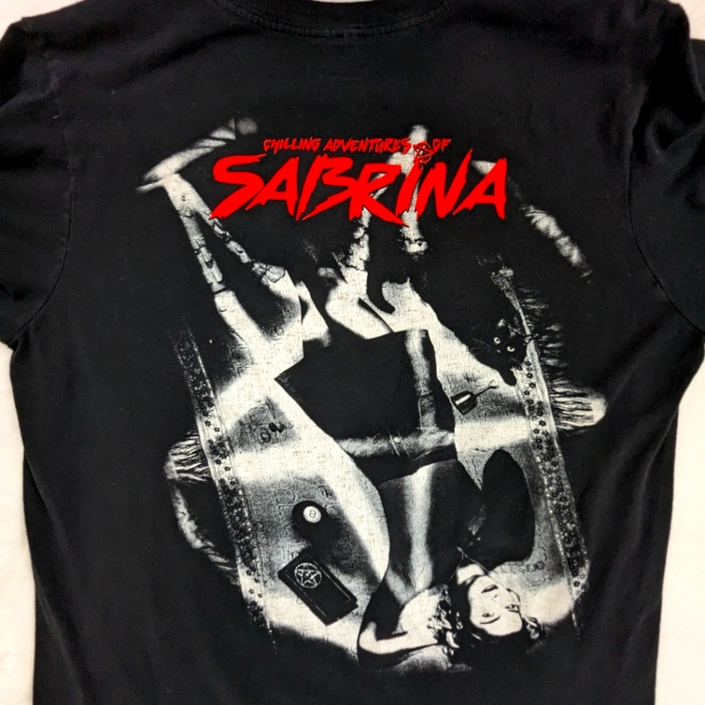 Chilling Adventures Sabrina The Witch  Black Tshirt Double Sided Size Medium